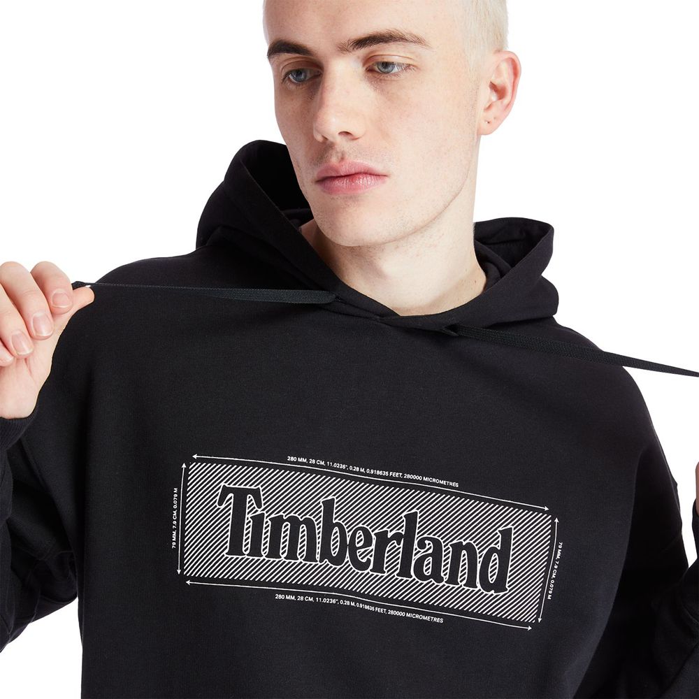 Timberland Mens Sweatshirts Logo Hoodie - Black - India VX3756089